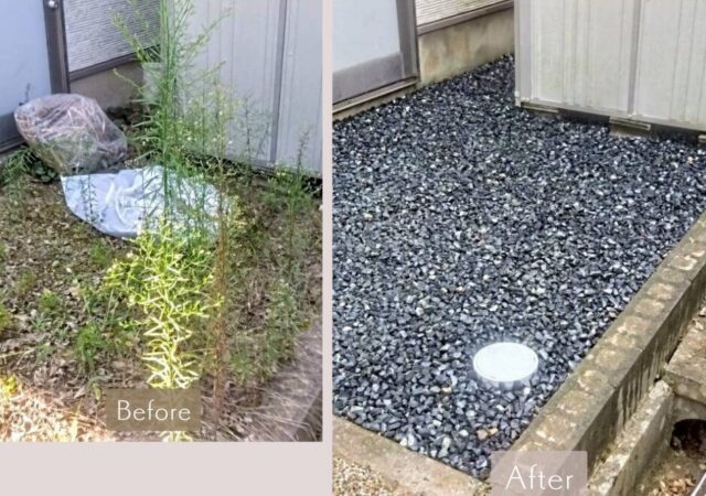 N様　外構工事(防草シート・砂利敷)　【岡山リフォーム外構】